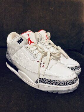 NIKE AIR Jordan 3 Retro White Cement 2011 136064-105 White Grey Black 9.5 US 43